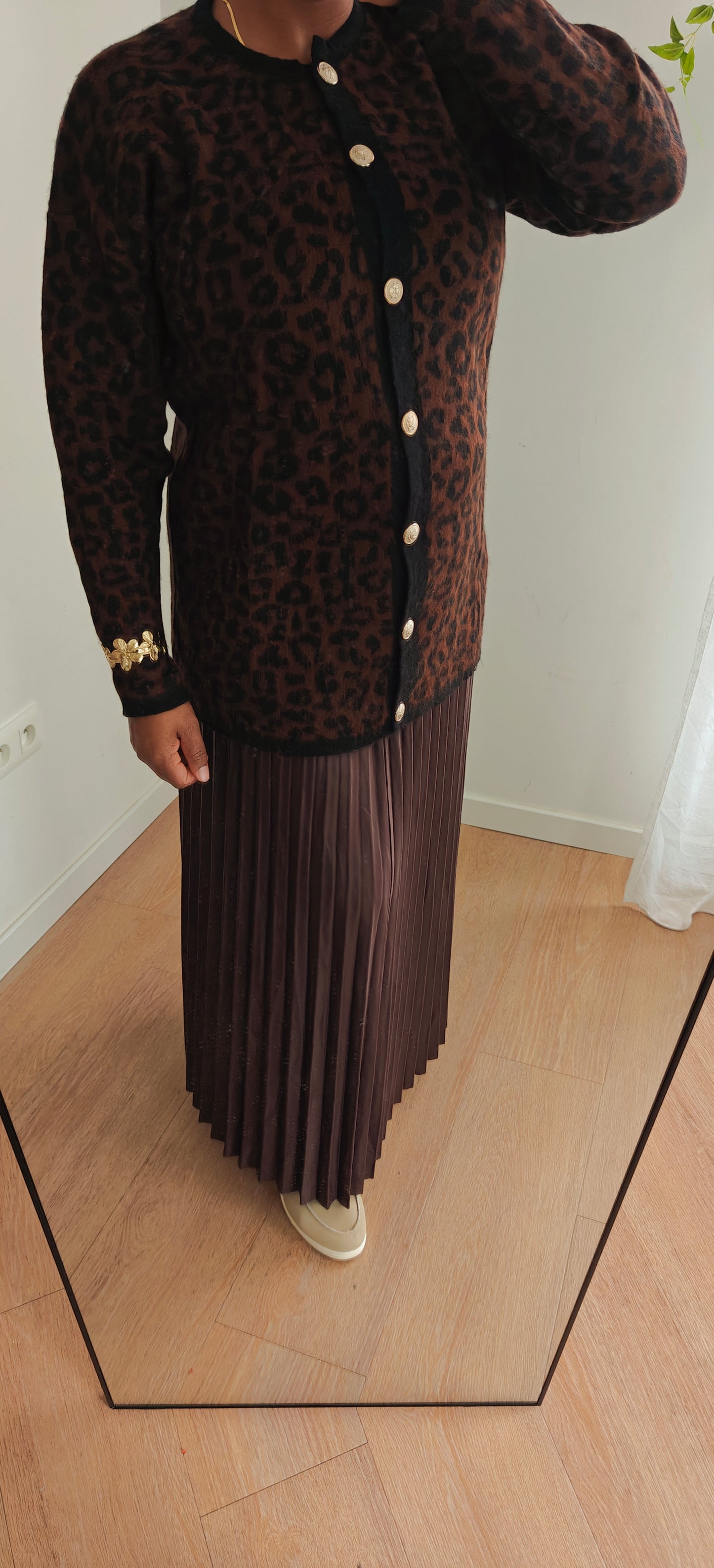 Cardigan Boutonné Motif Léopard