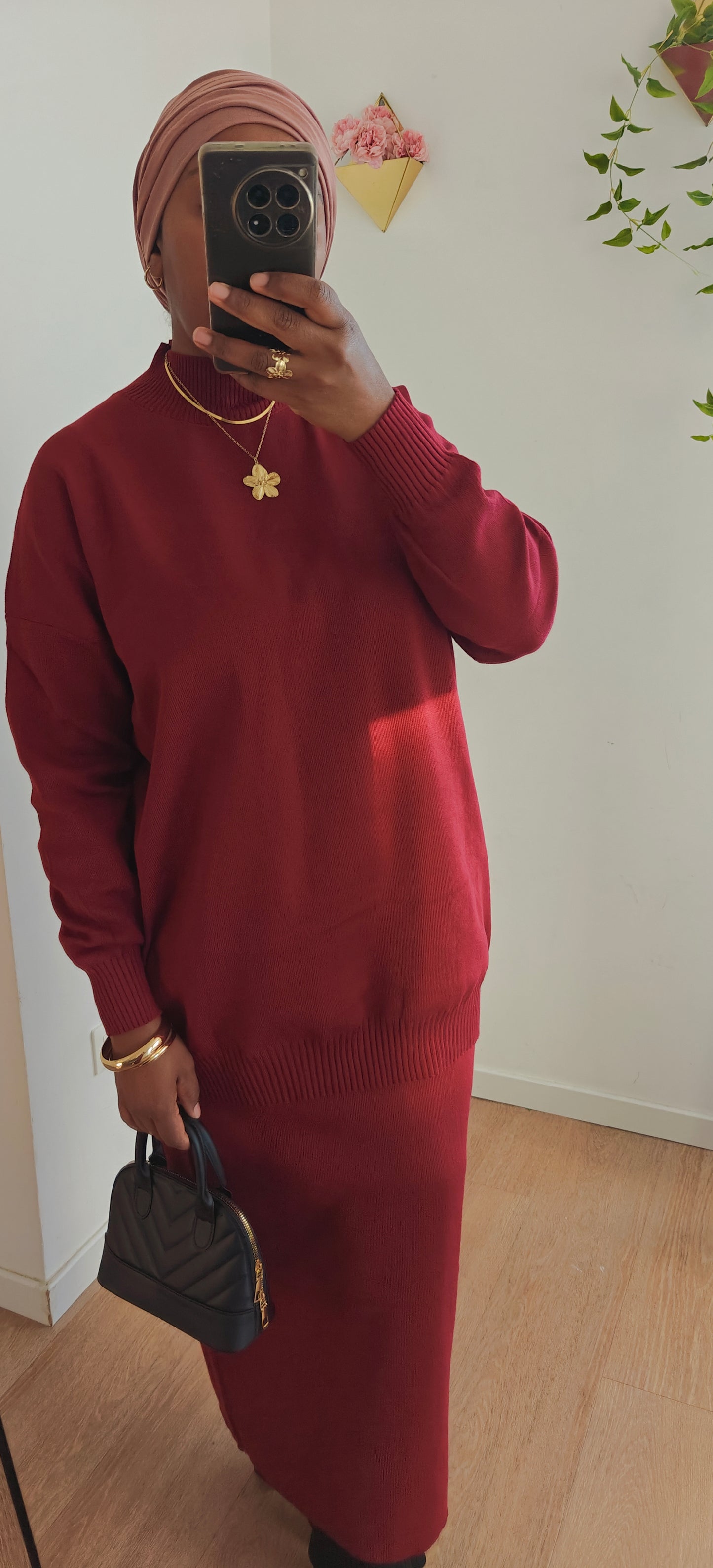 Ensemble jupe bordeaux
