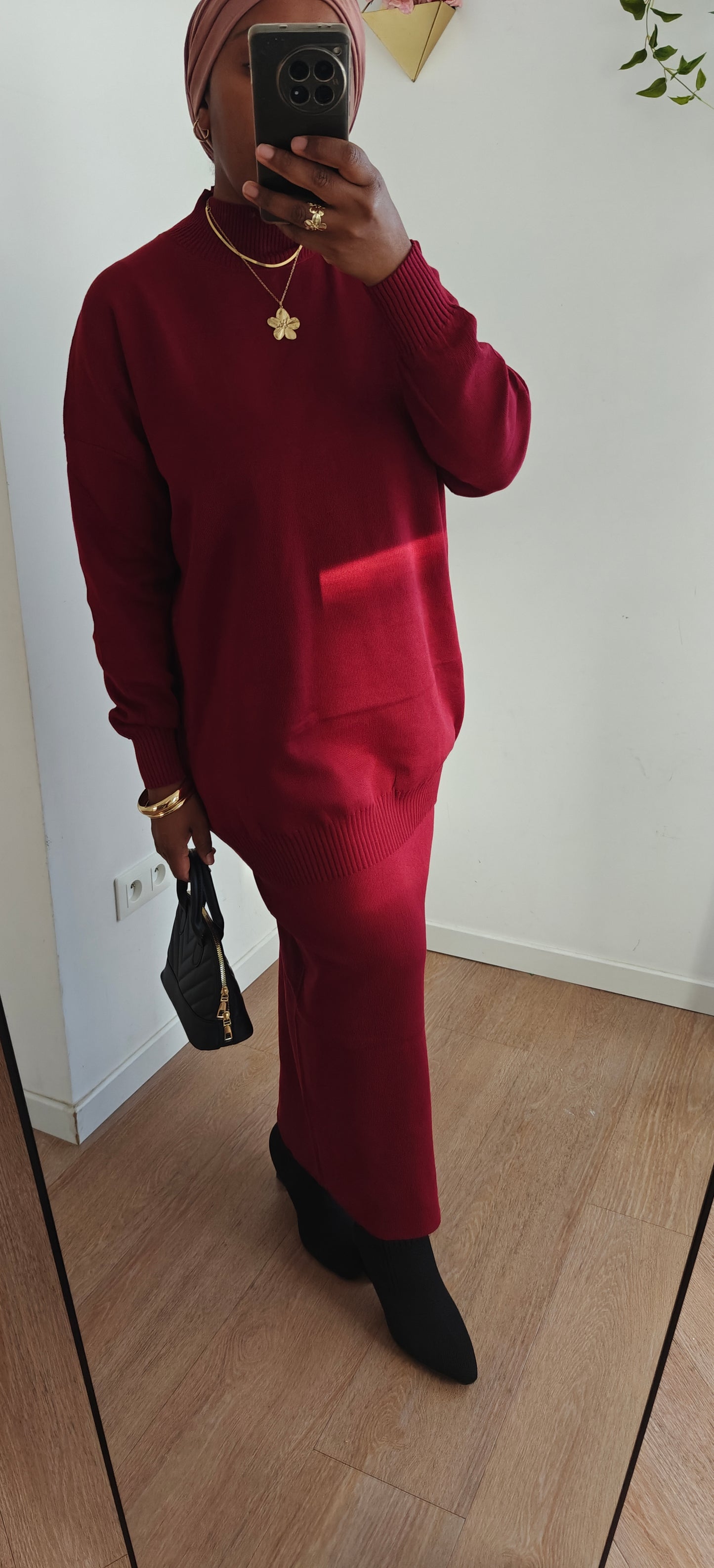 Ensemble jupe bordeaux