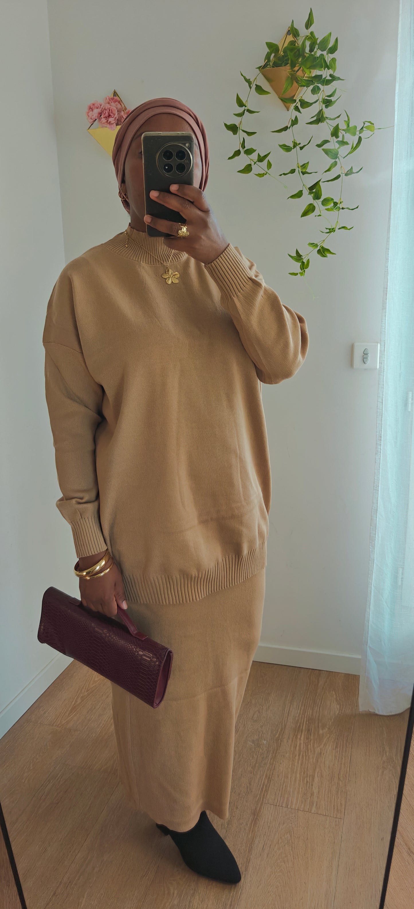 Ensemble jupe beige