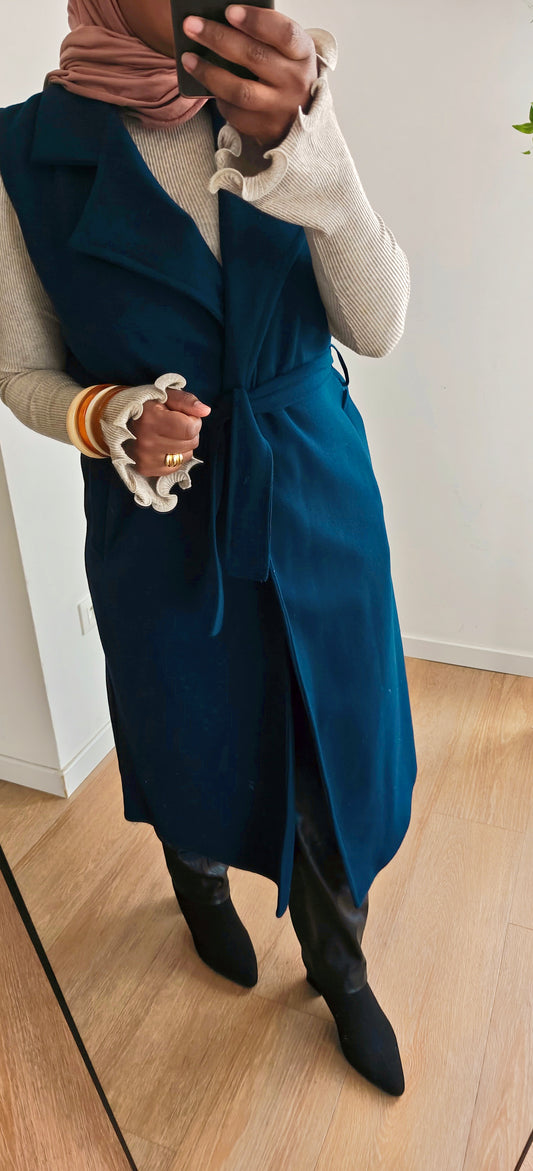 Manteau sans manches bleu marine