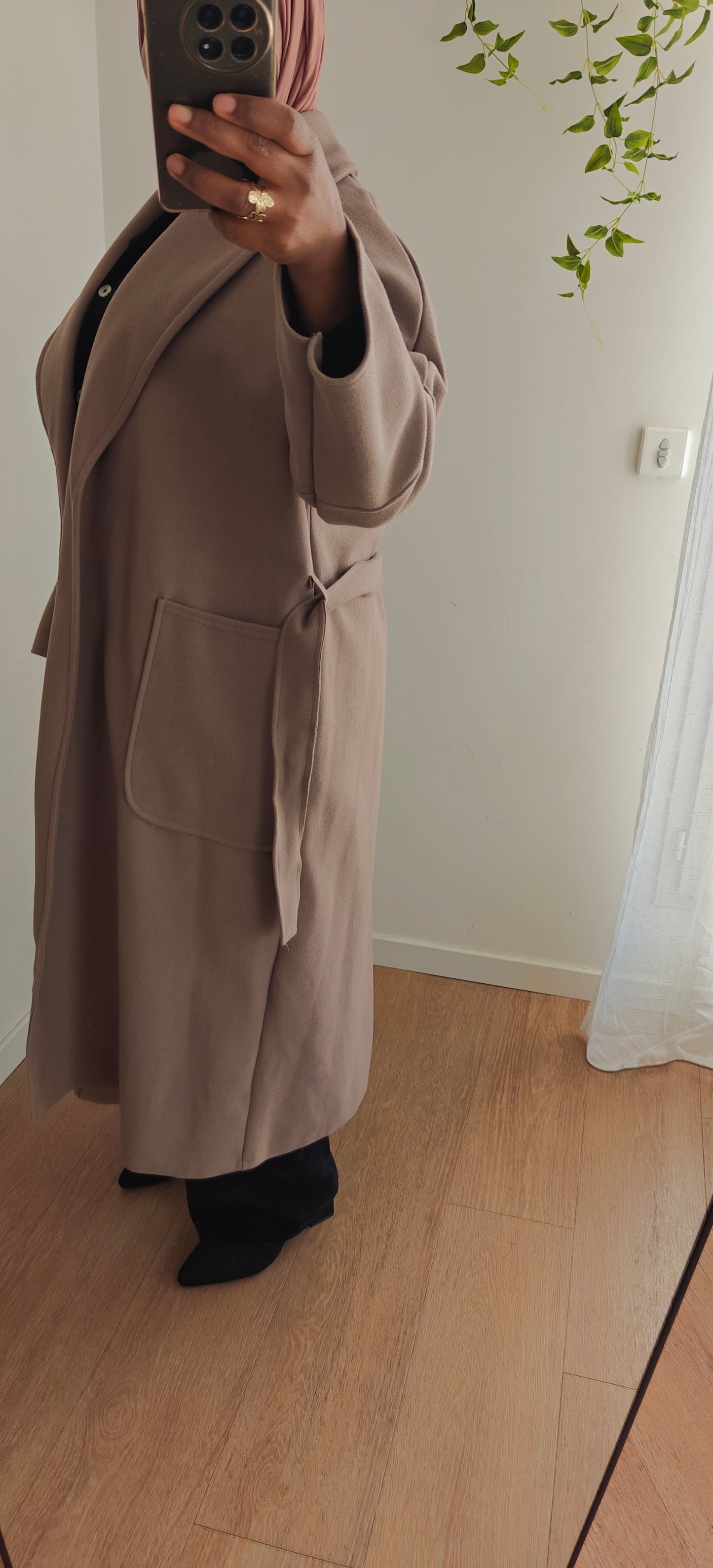 Manteau long col chale