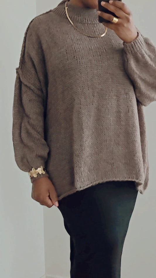 Pull en laine oversize taupe