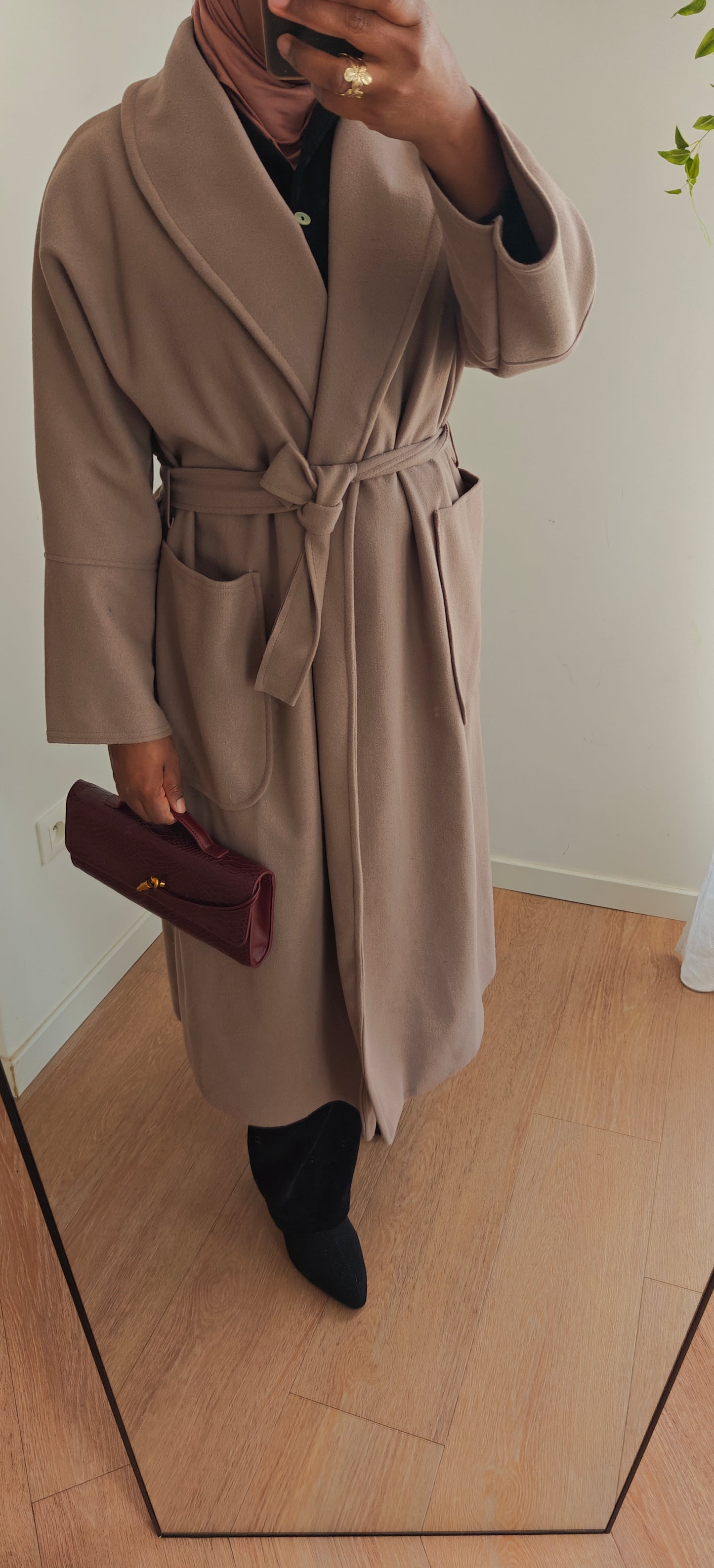 Manteau long col chale