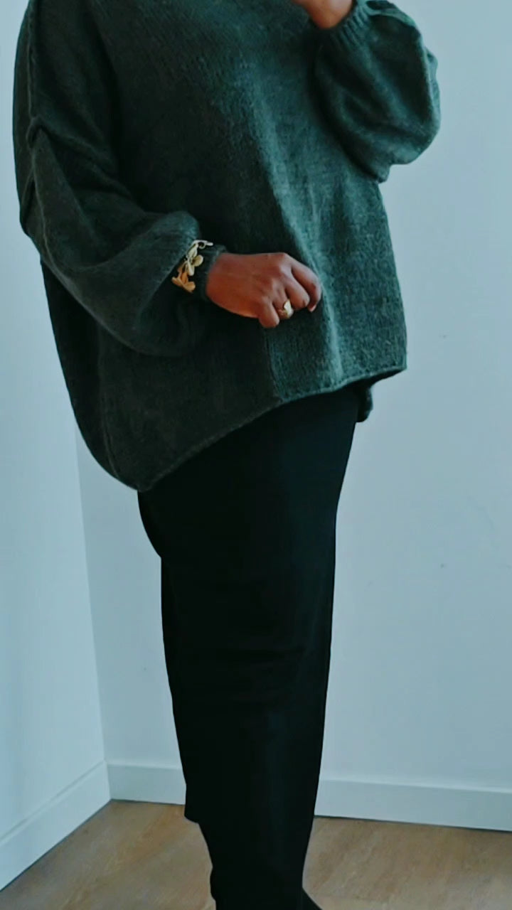Pull en laine oversize kaki