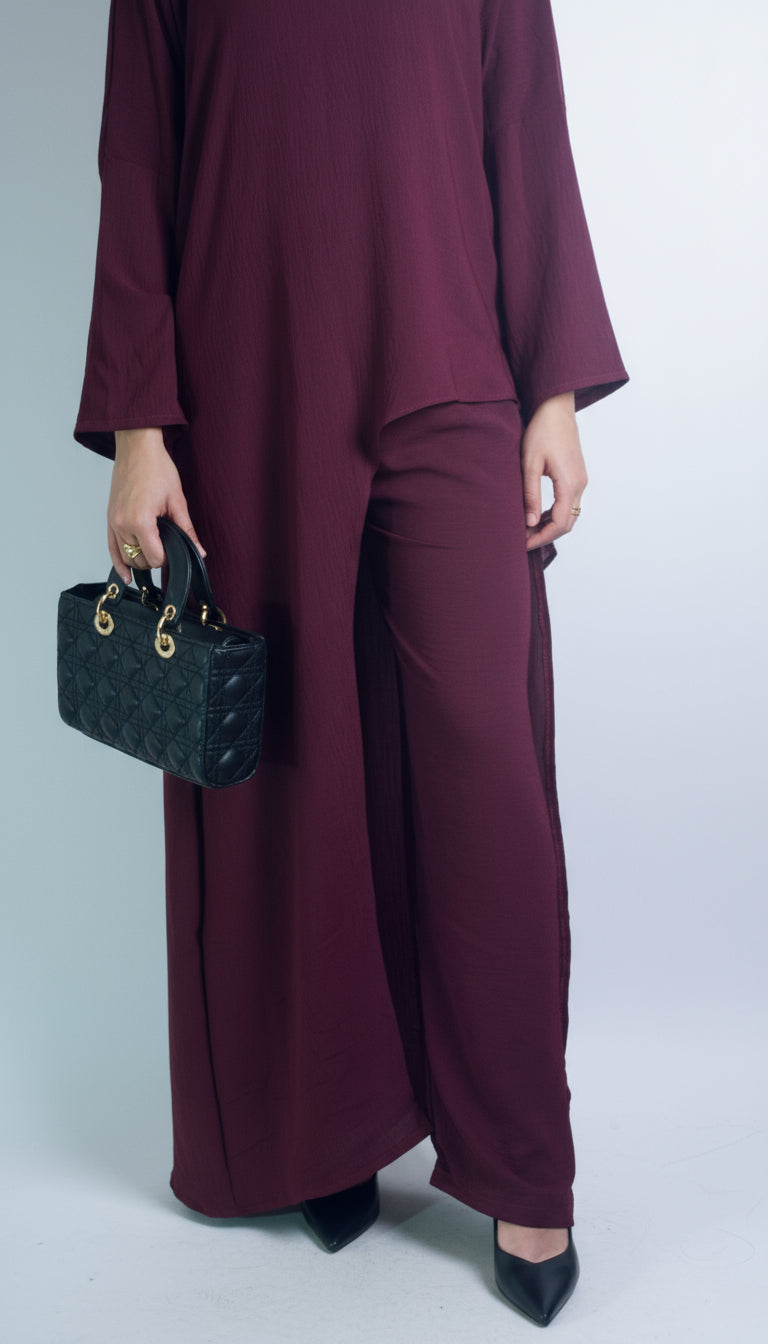 Set pantalon crepe bordeaux