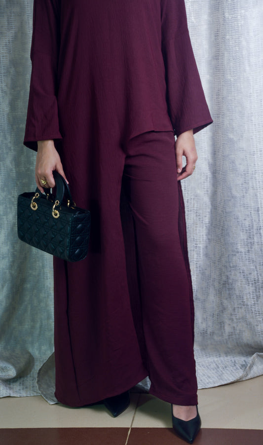 Set pantalon crepe bordeaux