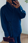Chemise longue croisé en denim Louna