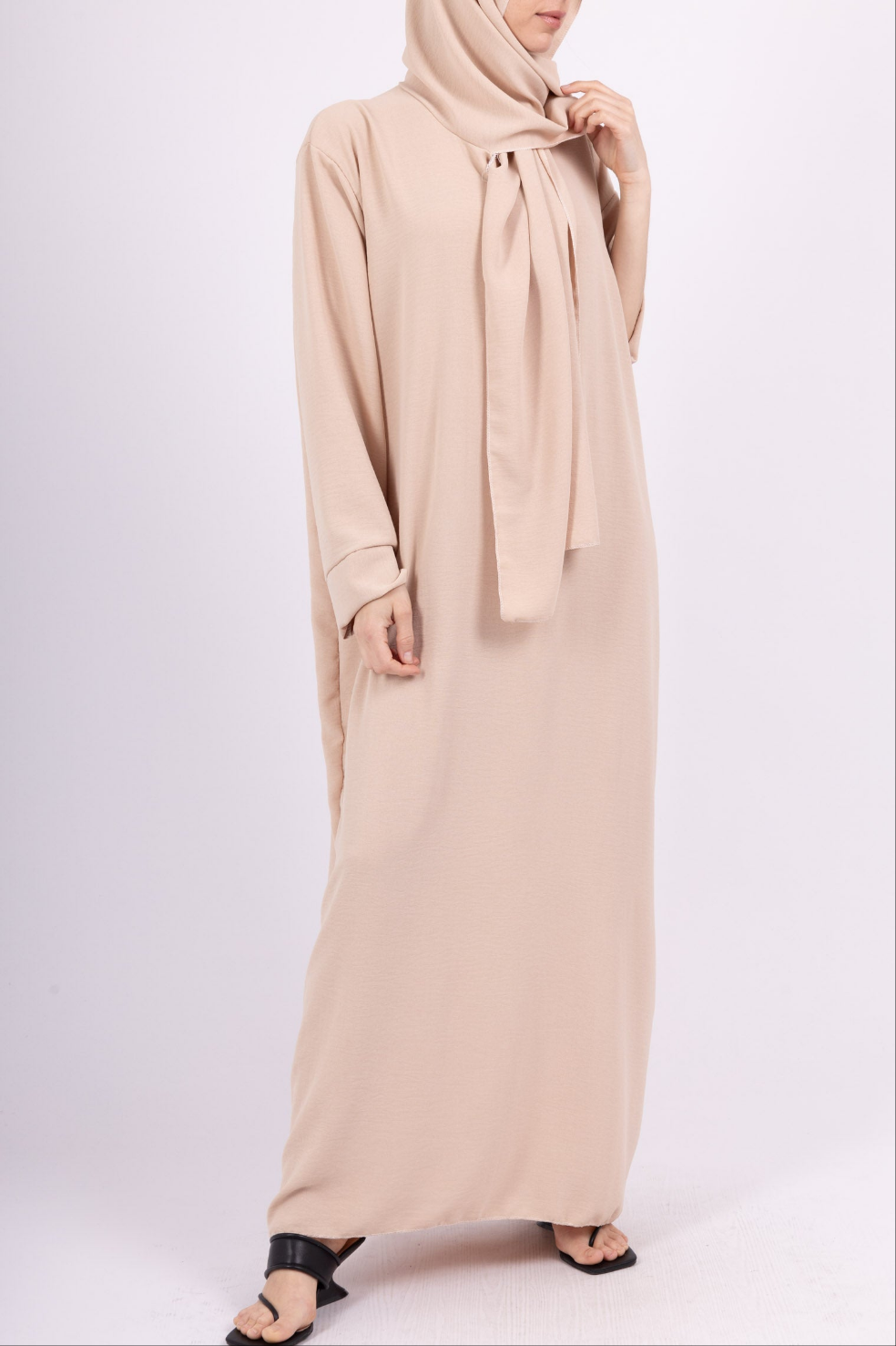 Abaya avec châle vert olive