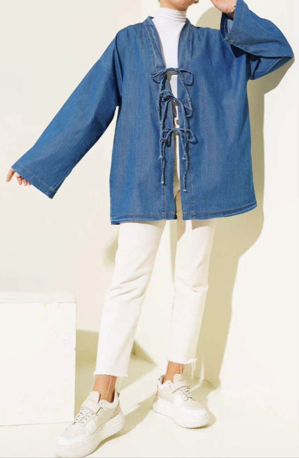 Veste en jean à noeud