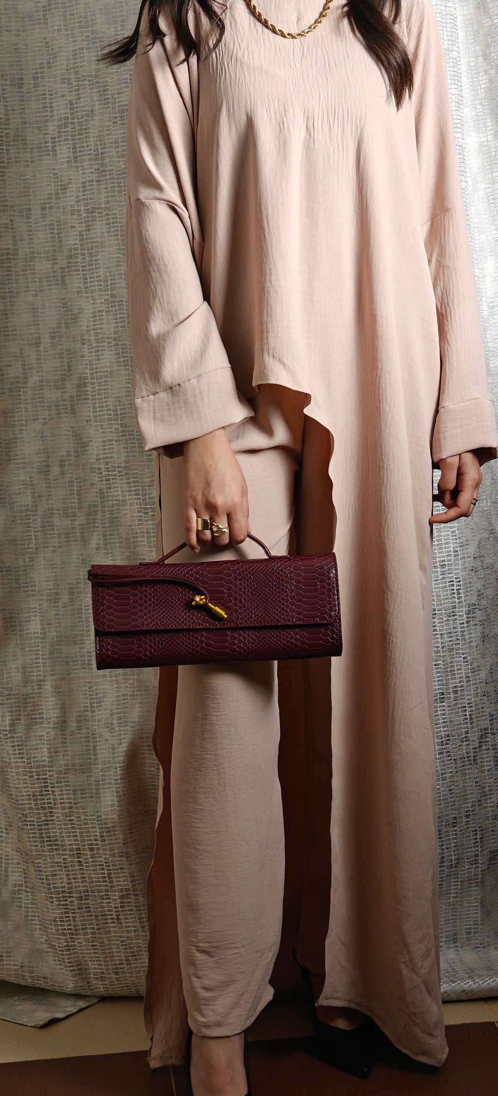 Set pantalon crepe beige