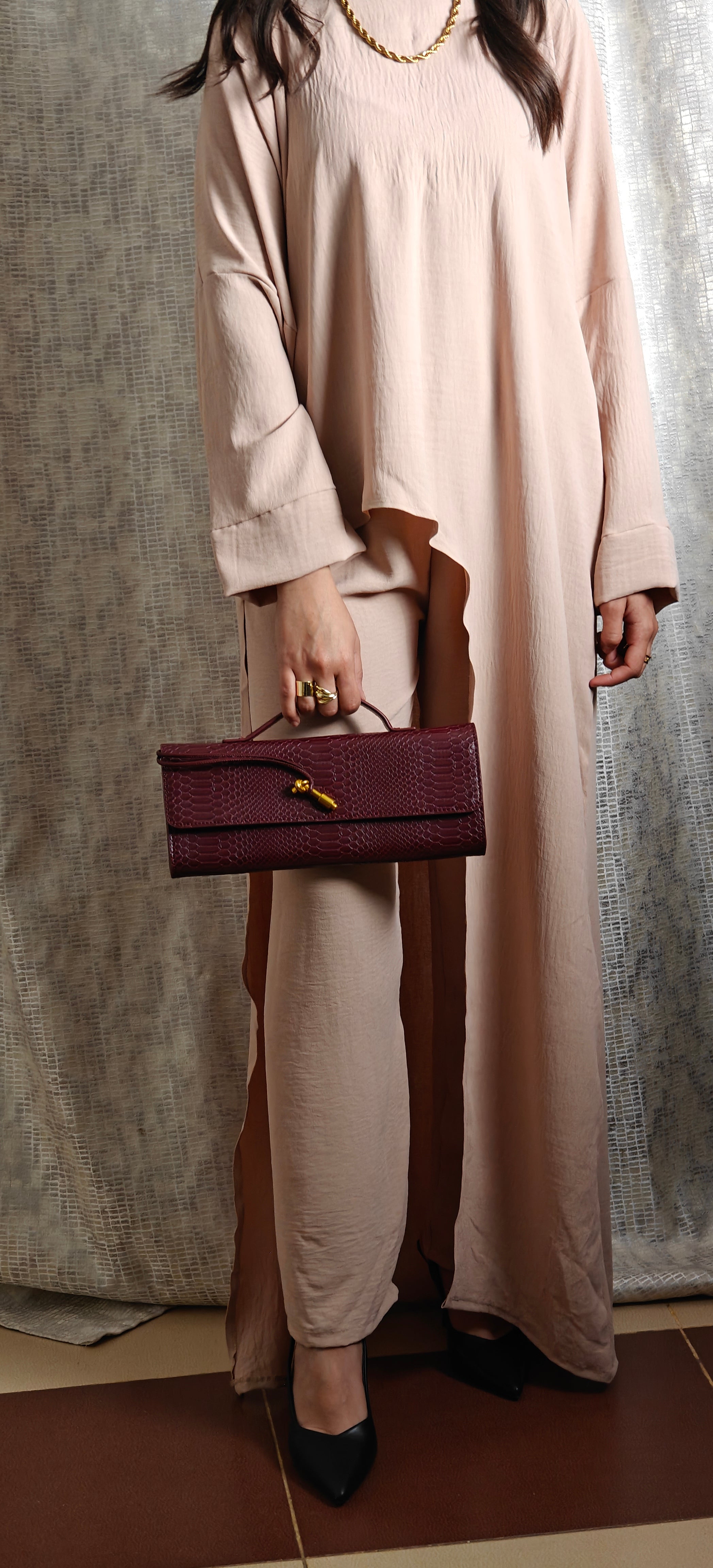 Set pantalon crepe beige