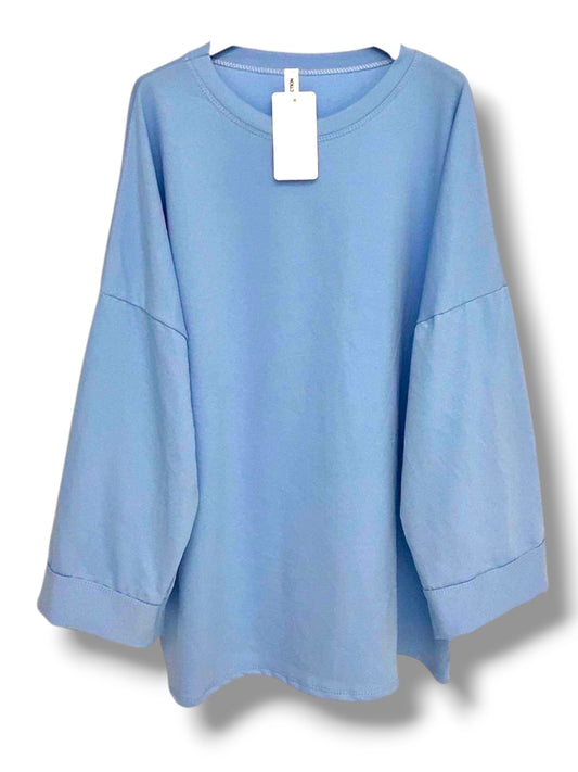 T shirt manches longues simple bleu ciel