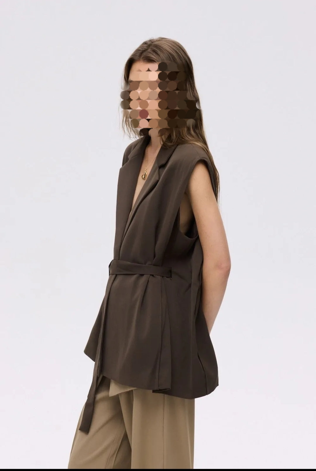 Blazer cape sans manche Lila marron chocolat