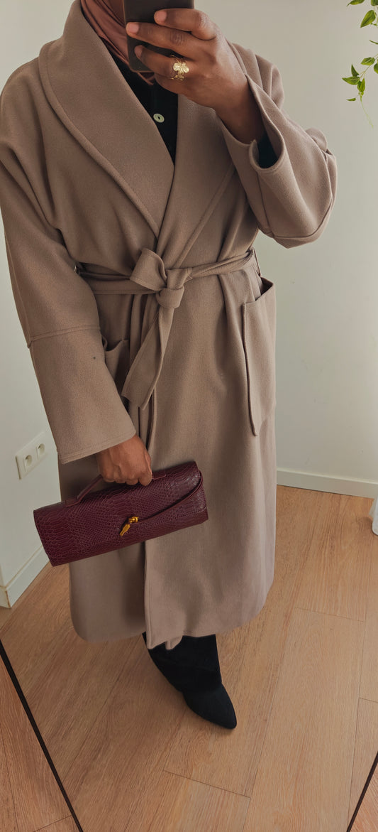 Manteau long col chale