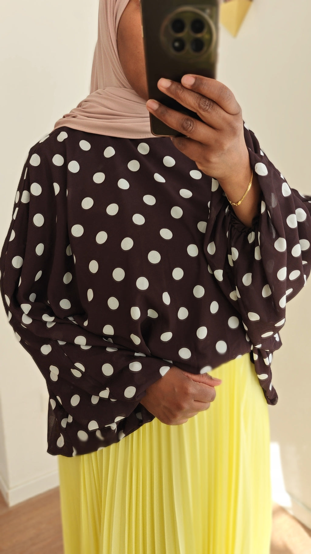 Blouse à pois bleu marine