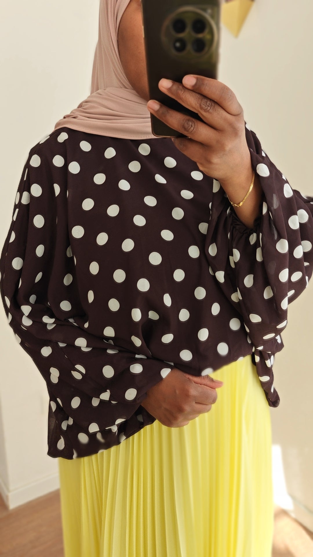 Blouse à pois bleu marine