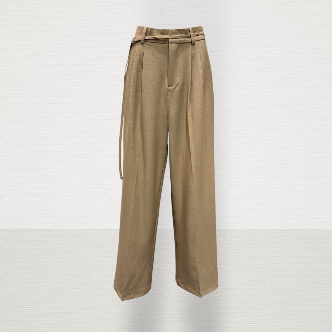 Pantalon beige coupe large