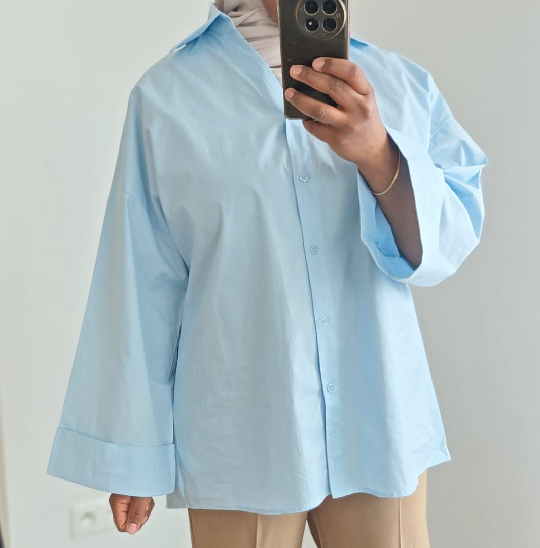 Chemise popline Ariji bleu