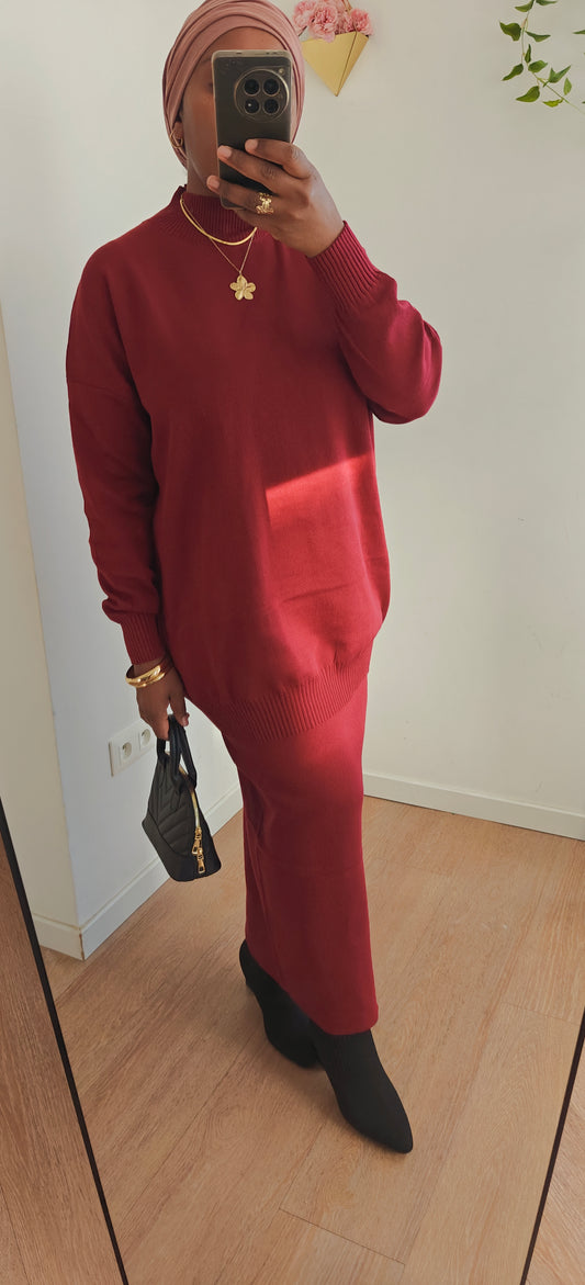 Ensemble jupe bordeaux