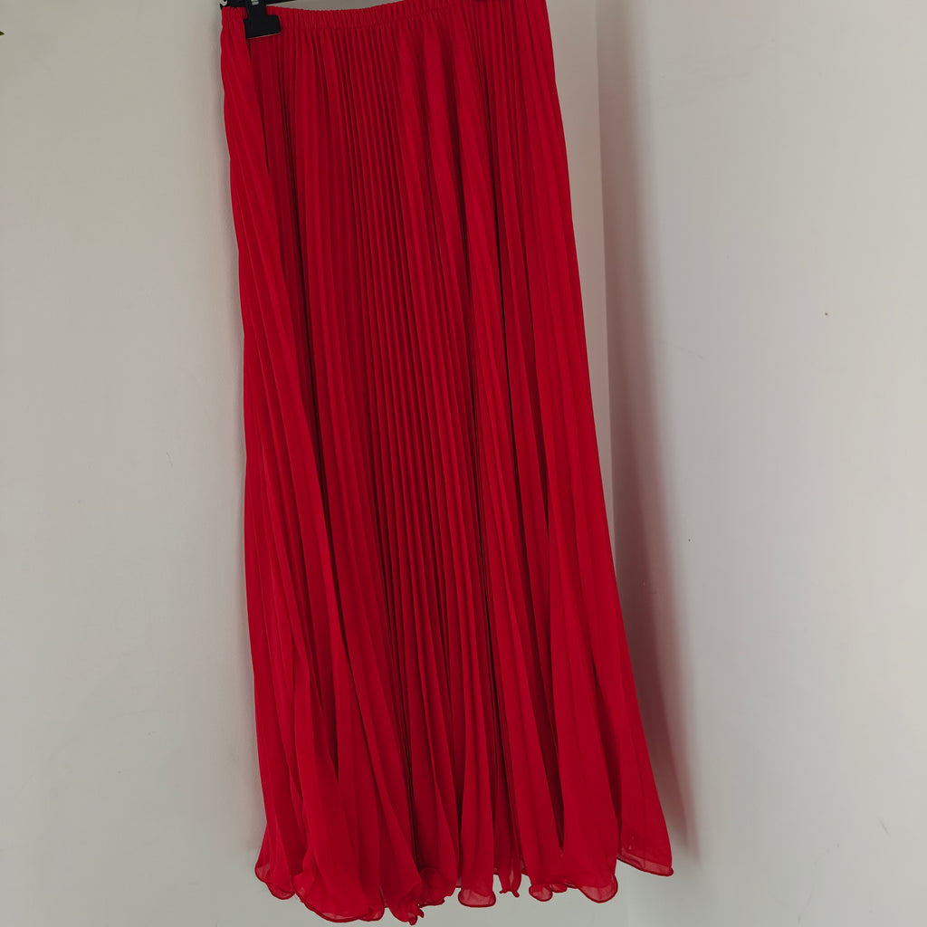 Jupe plissée vaporeuse Rouge