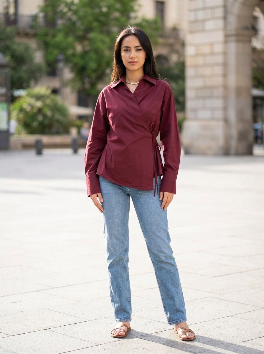 Chemise cache coeur Lina winered