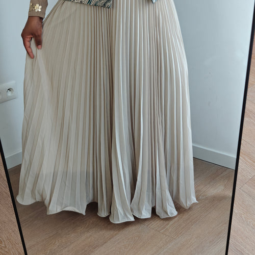 Jupe plissée vaporeuse Beige