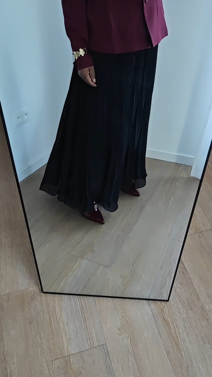 Jupe plissée vaporeuse noir