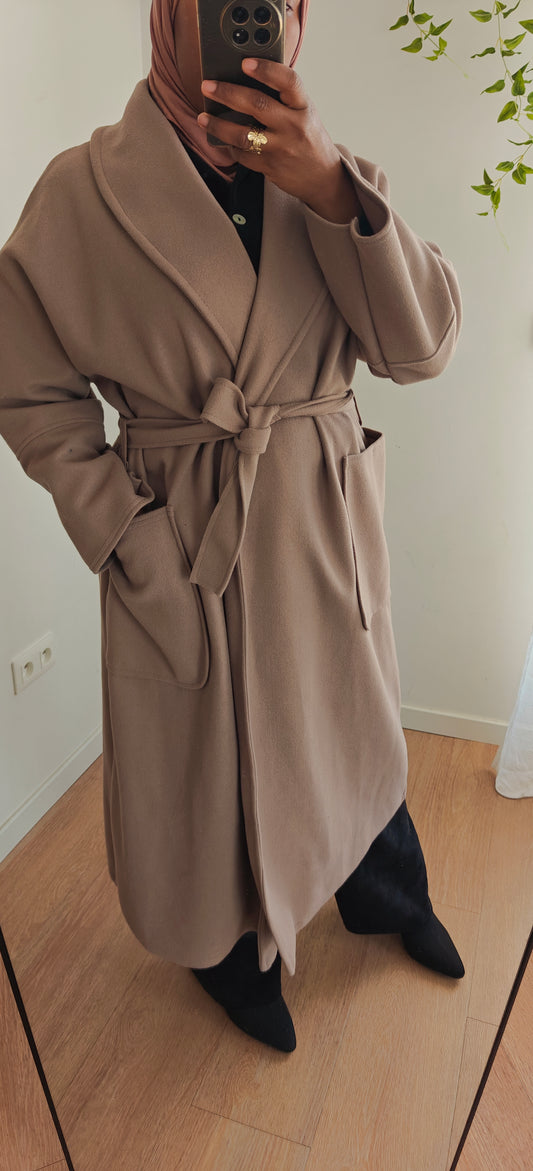 Manteau long col chale