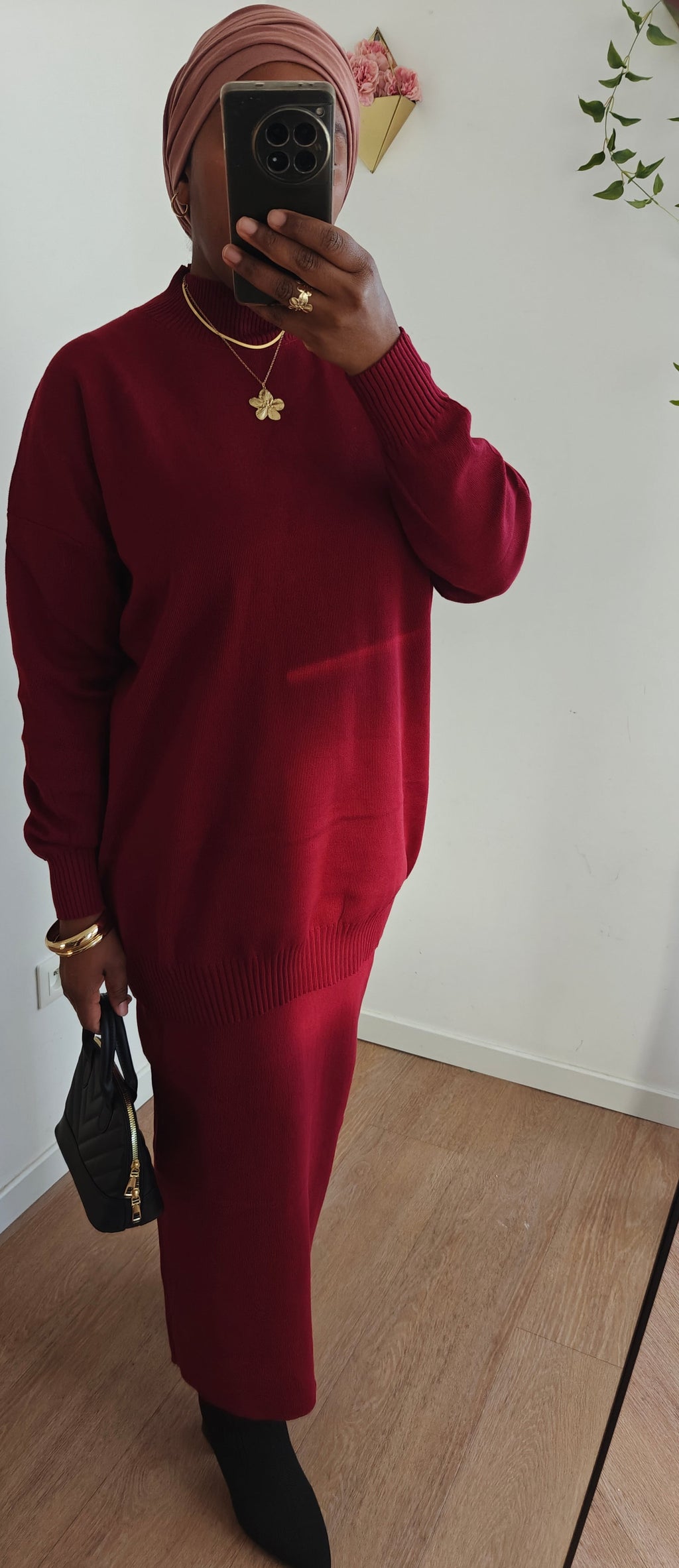 Ensemble jupe bordeaux