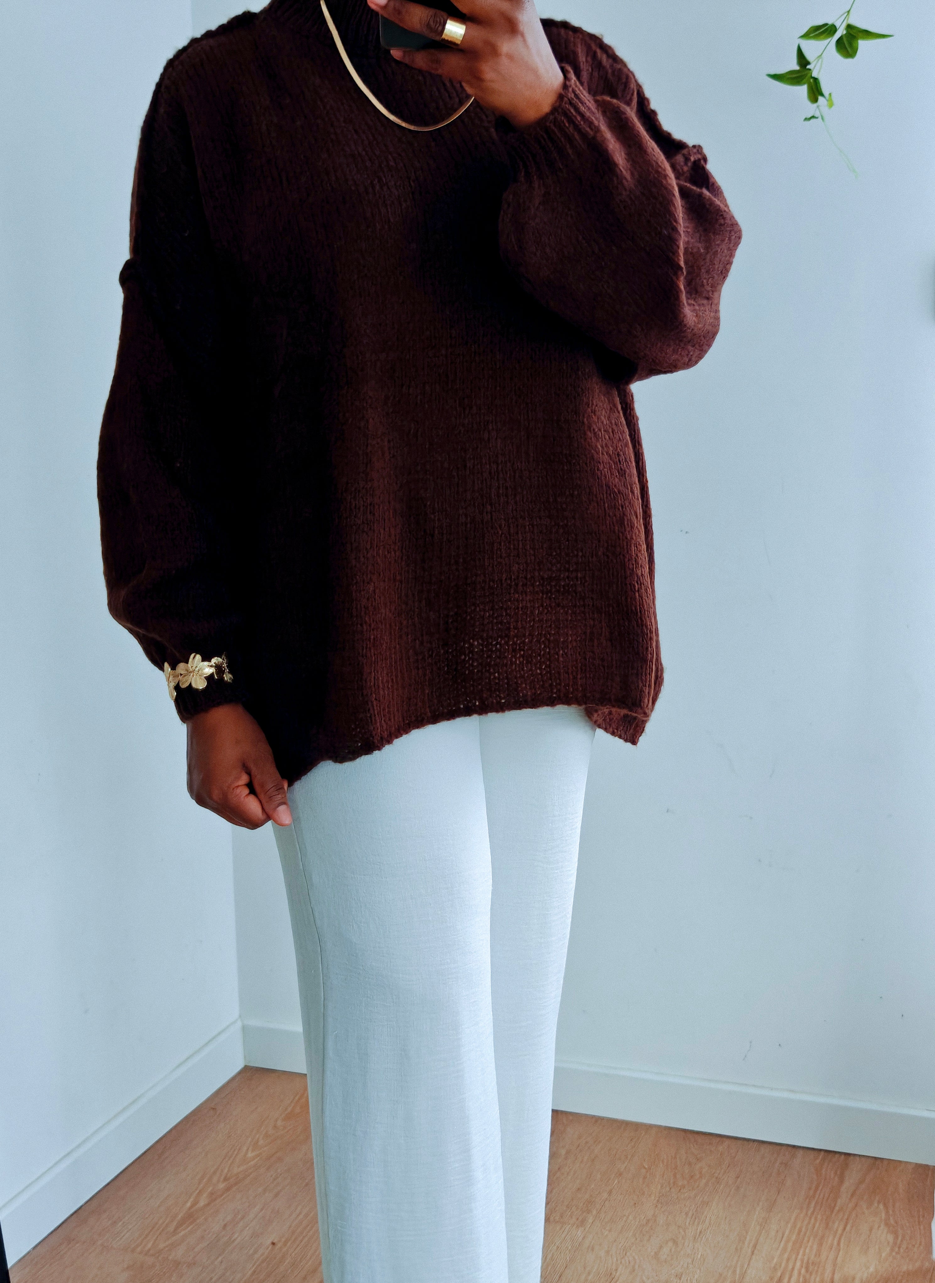 Pull en laine oversize marron chocolat