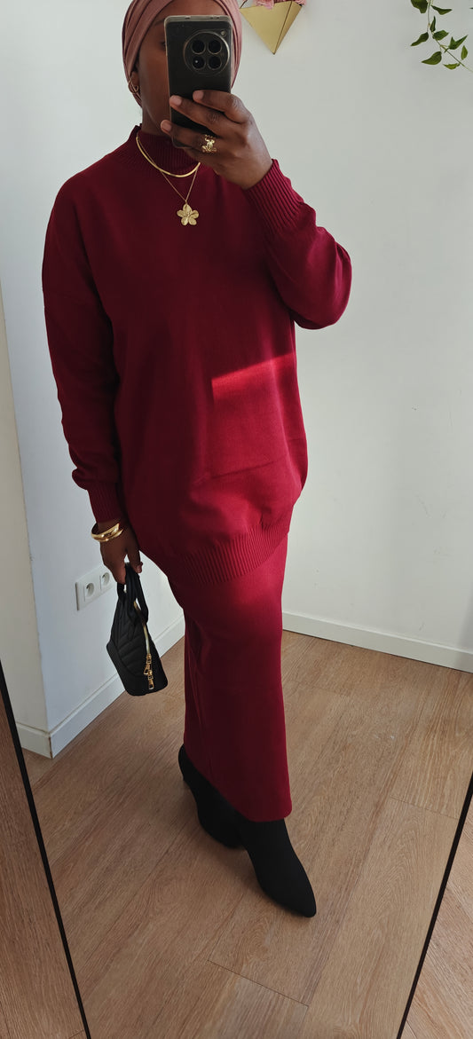 Ensemble jupe bordeaux
