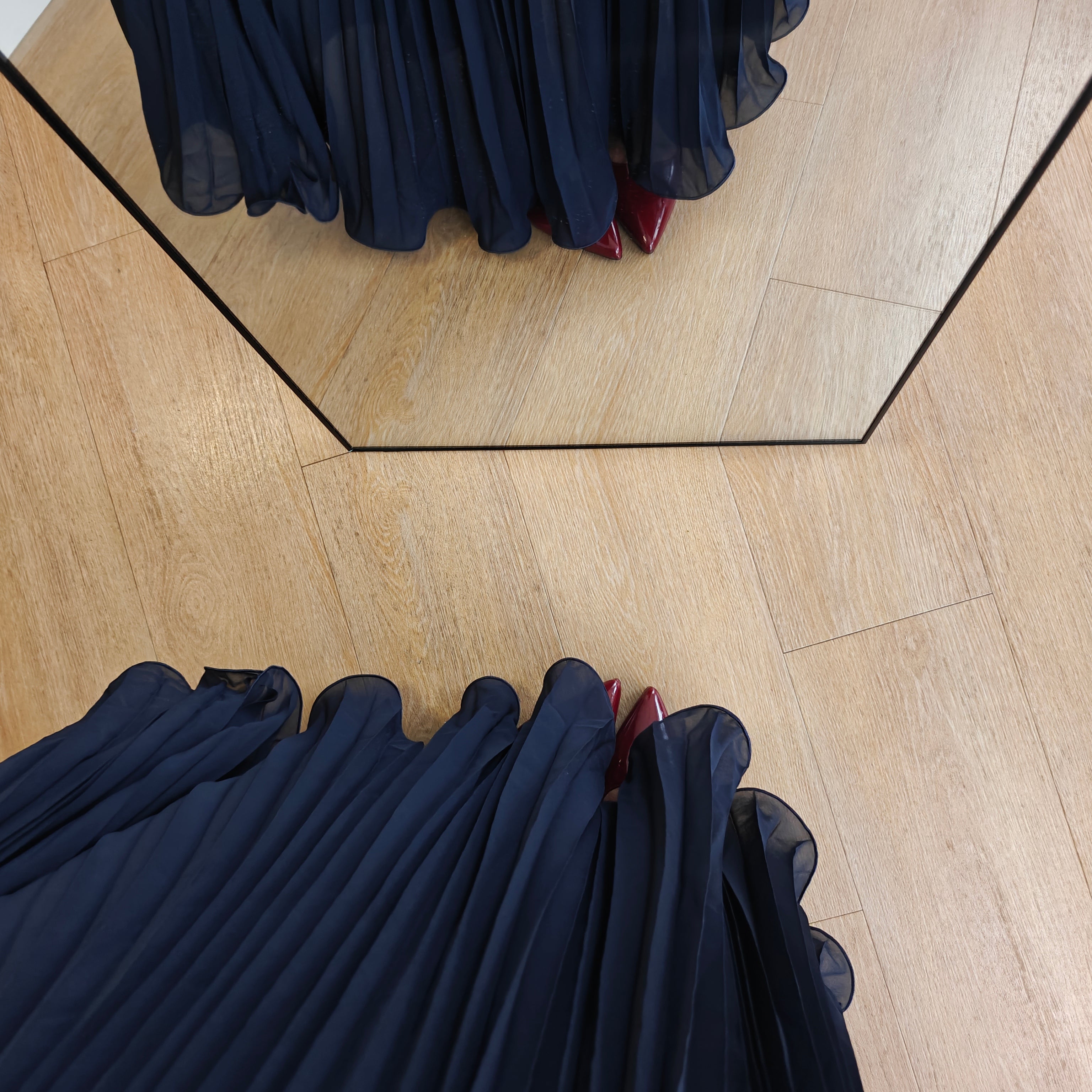 Jupe plissée vaporeuse Bleu Nuit