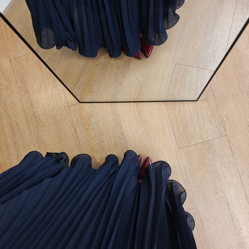 Jupe plissée vaporeuse Bleu Nuit