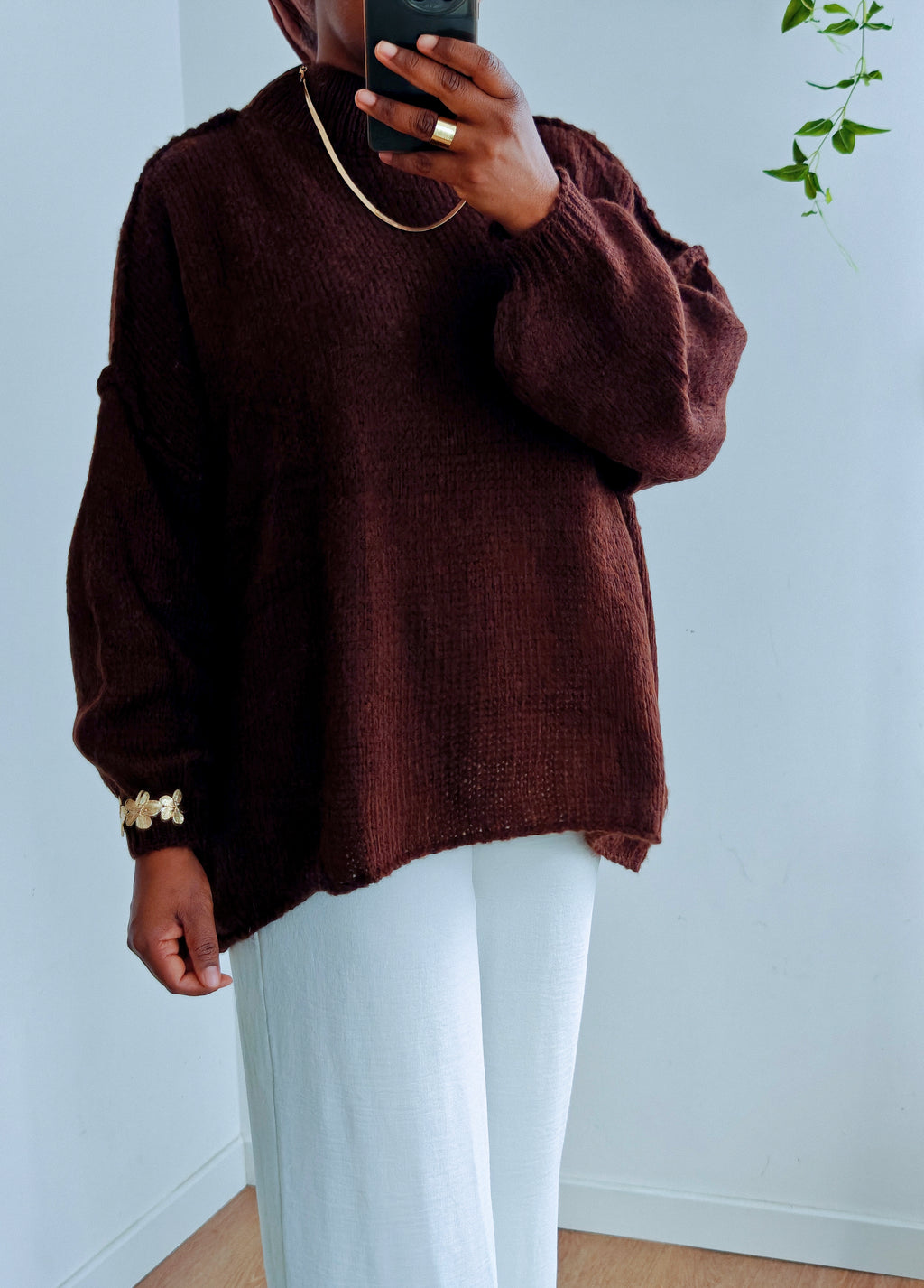 Pull en laine oversize marron chocolat