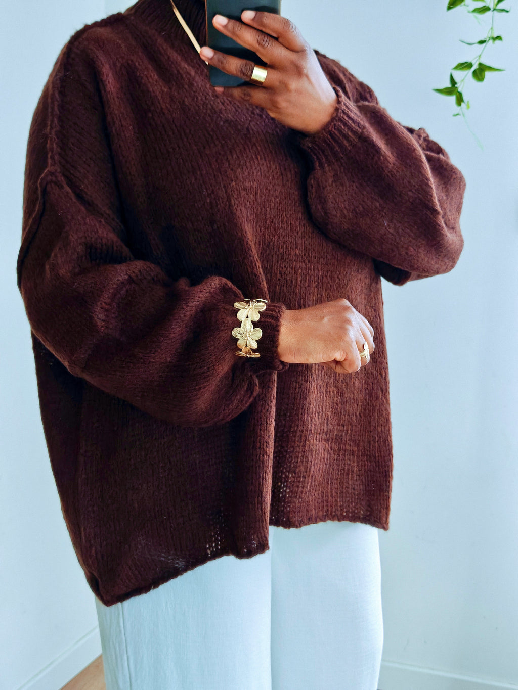 Pull en laine oversize marron chocolat