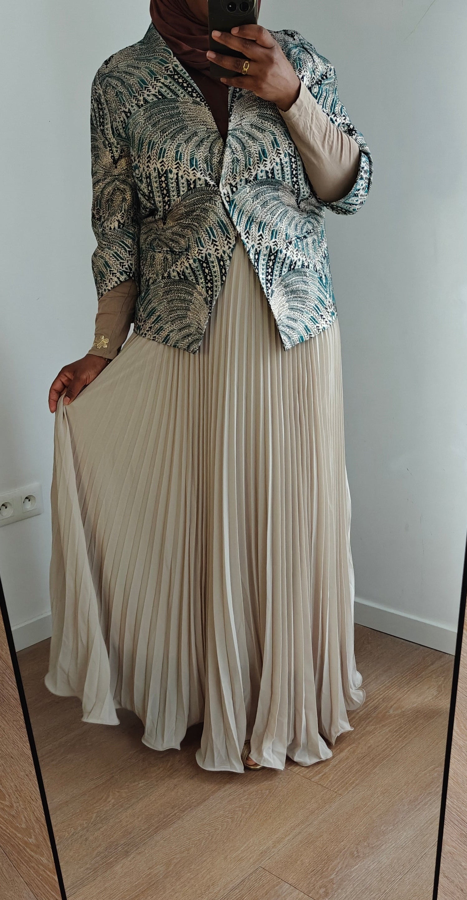 Jupe plissée vaporeuse Beige