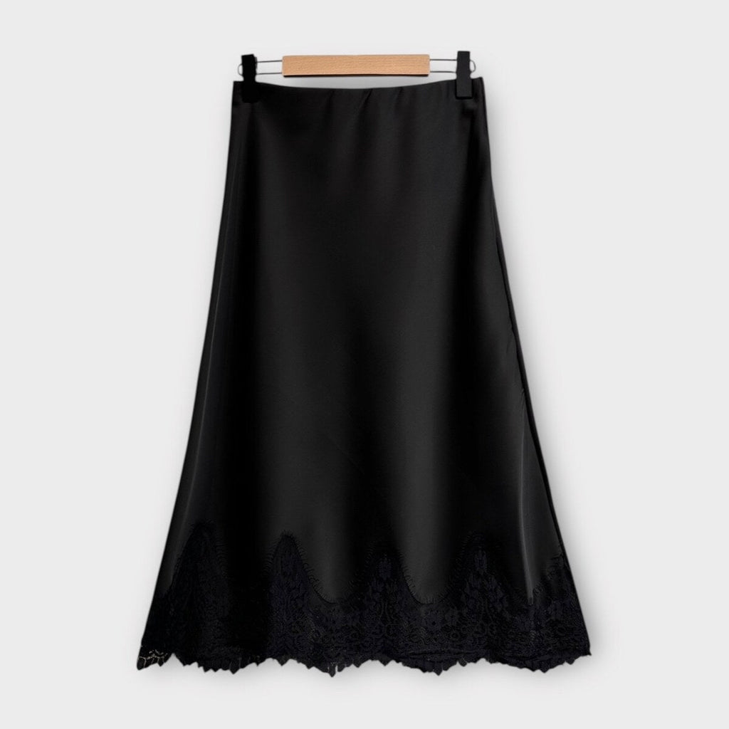 Jupe dentelle satin noir