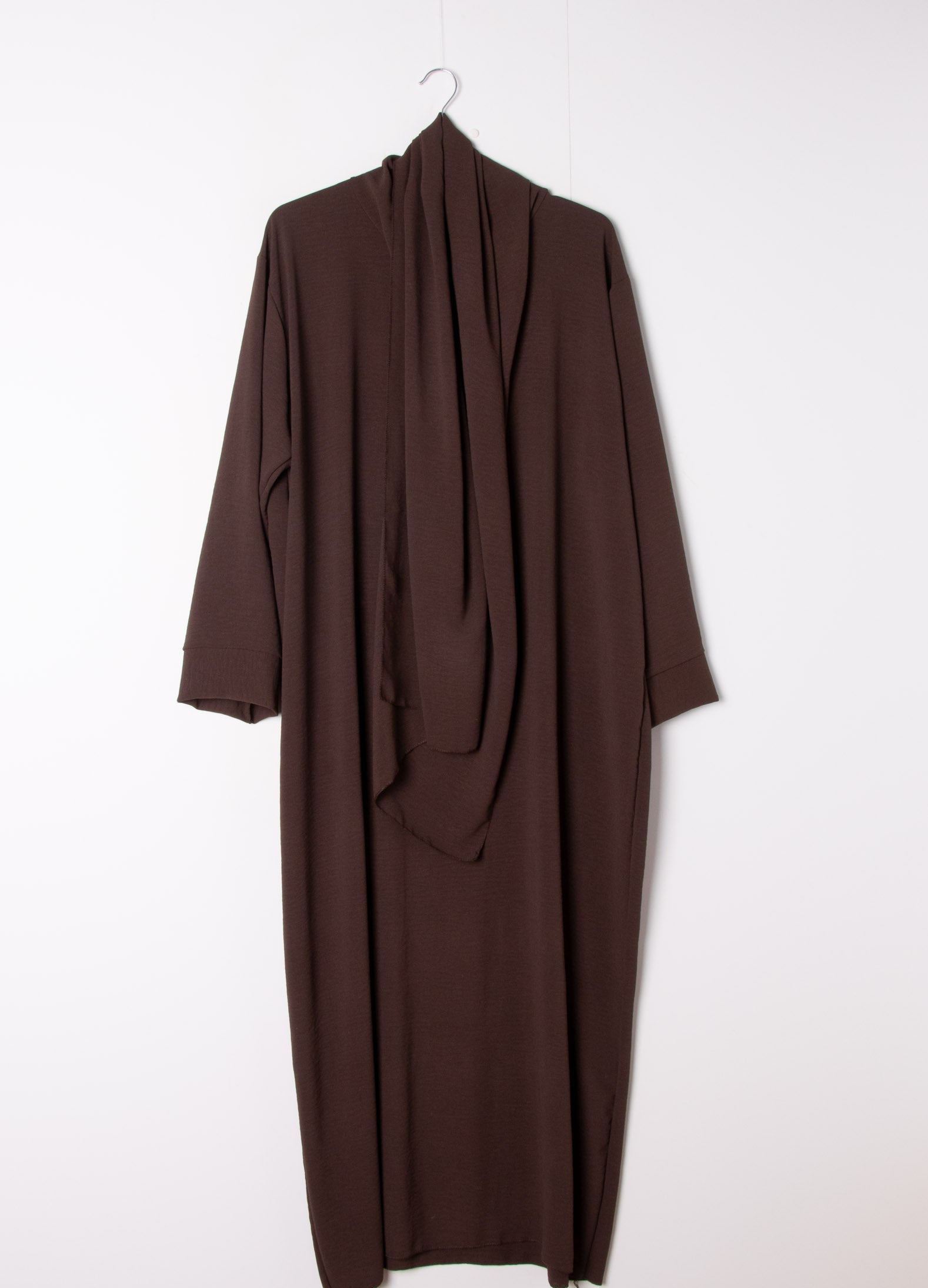Abaya avec châle marron chocolat