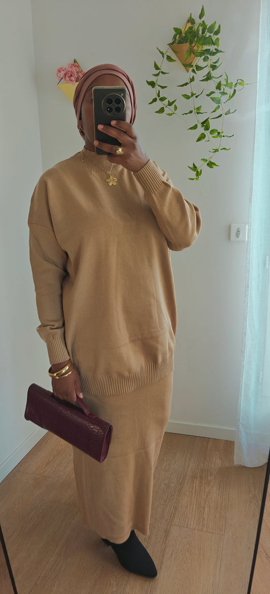 Ensemble jupe beige