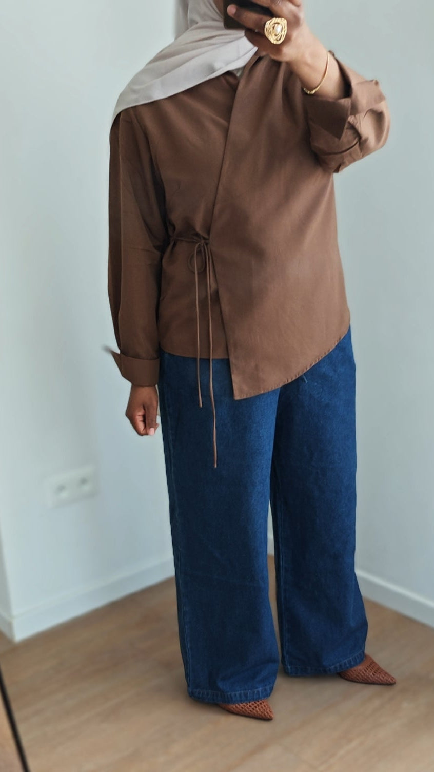 Chemise cache coeur Lina Mocca