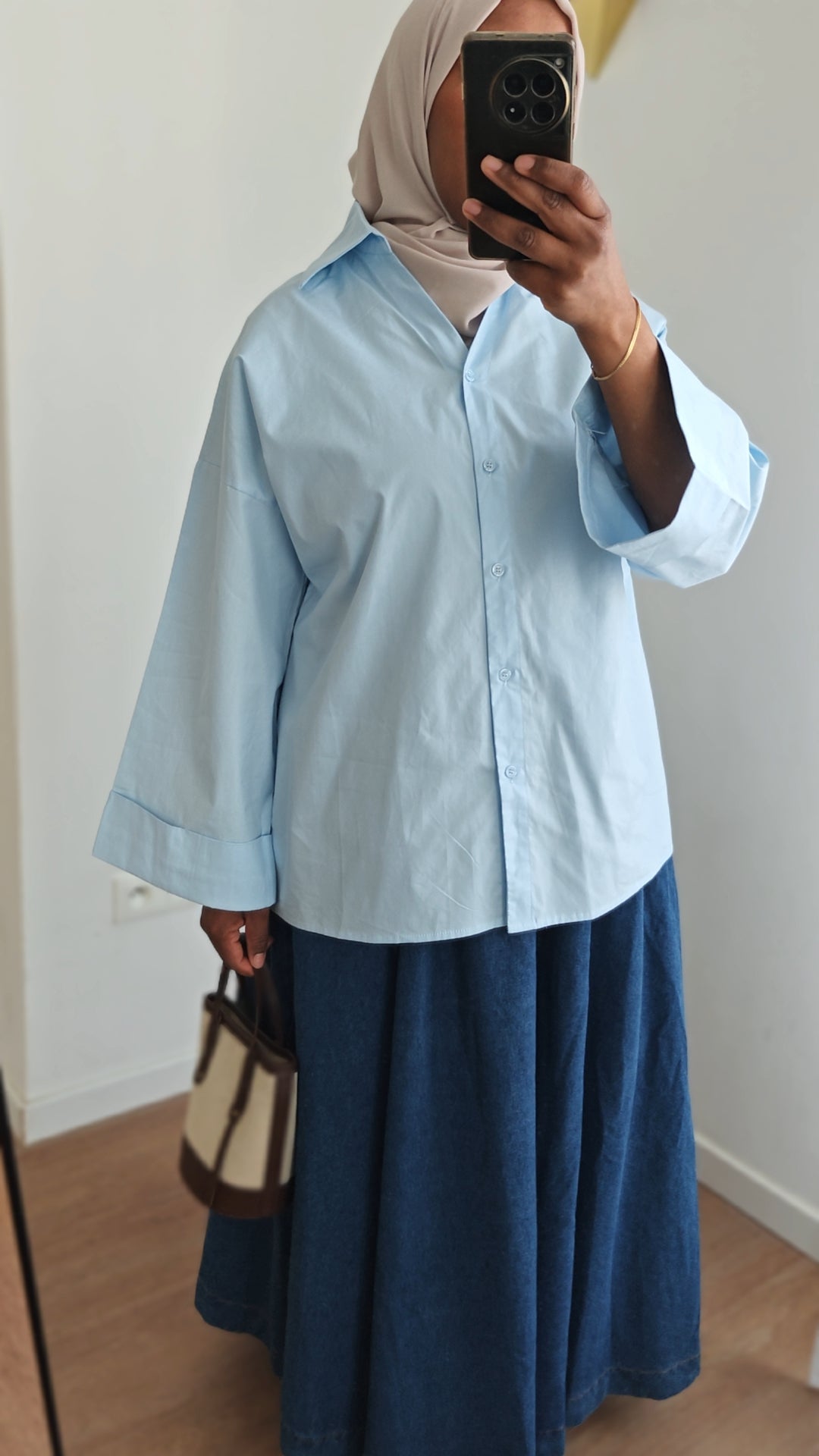 Chemise popline Ariji bleu