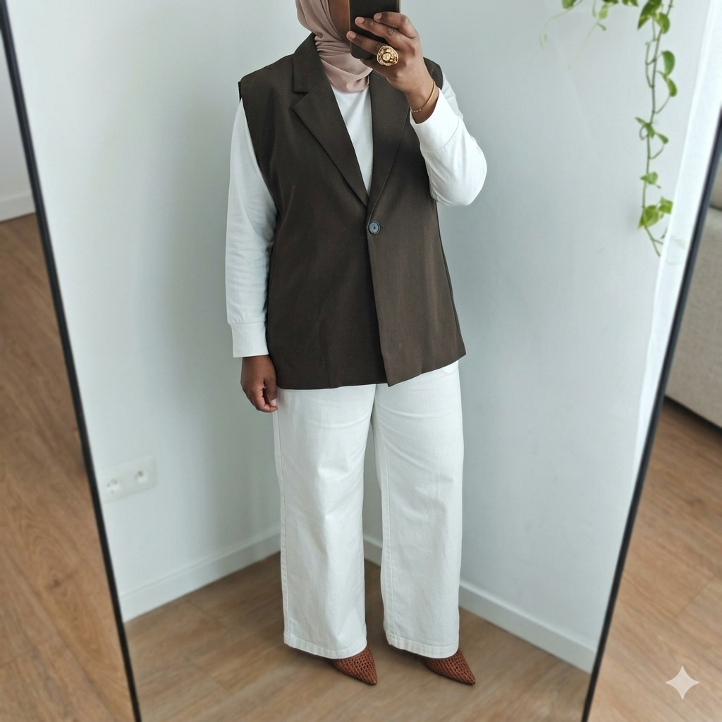 Blazer cape sans manche Lila marron chocolat