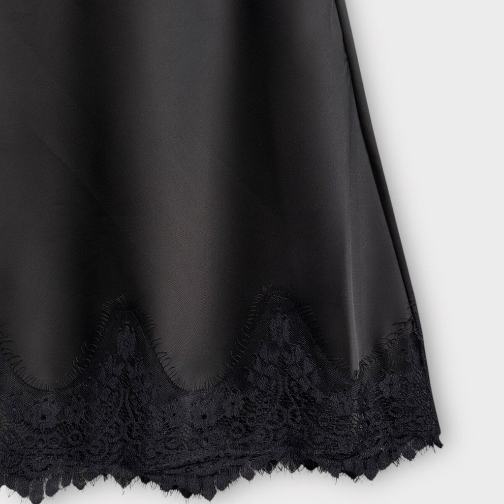 Jupe dentelle satin noir