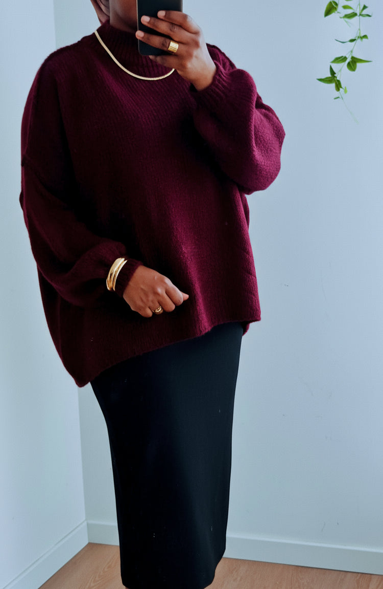 Pull en laine oversize bordeaux