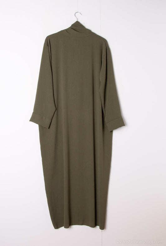 Abaya avec châle vert olive