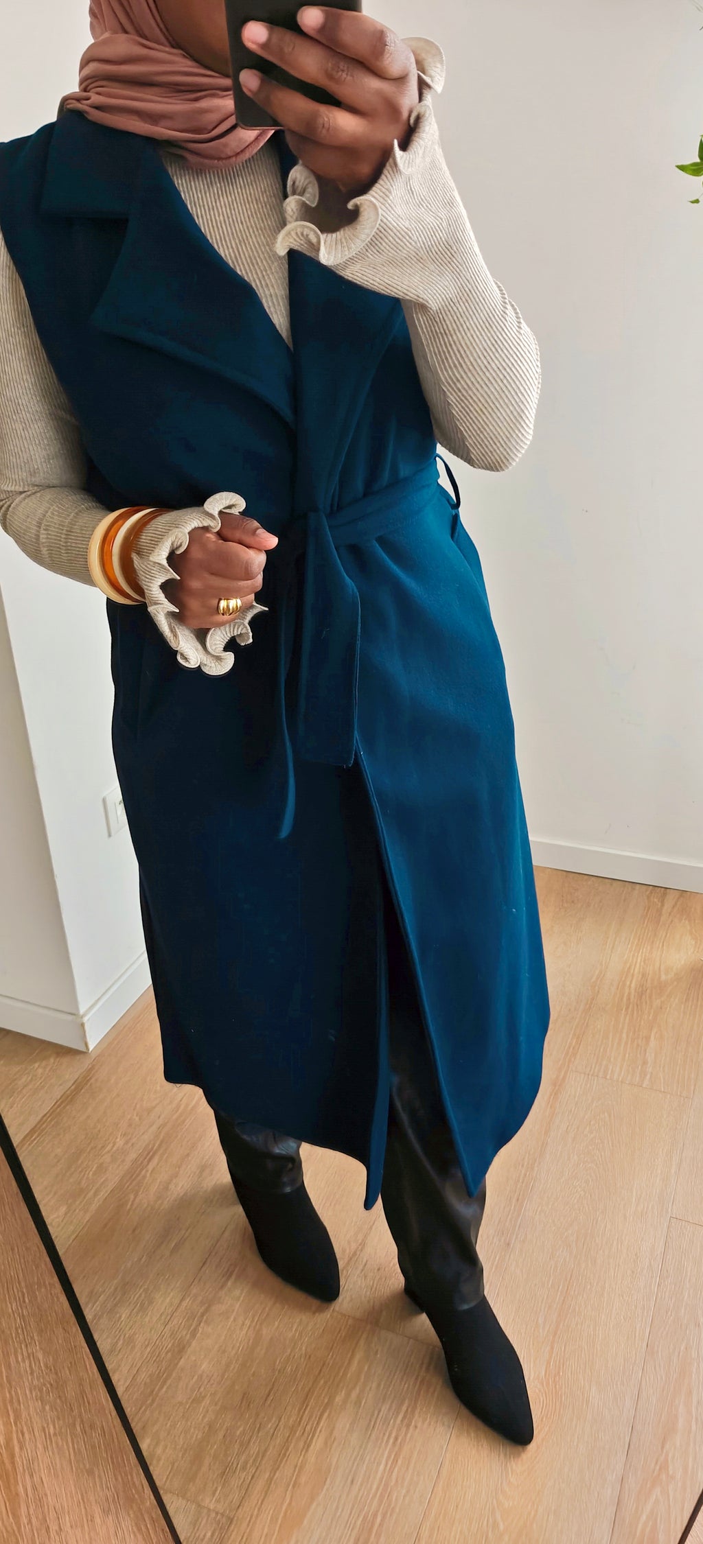 Manteau sans manches bleu marine