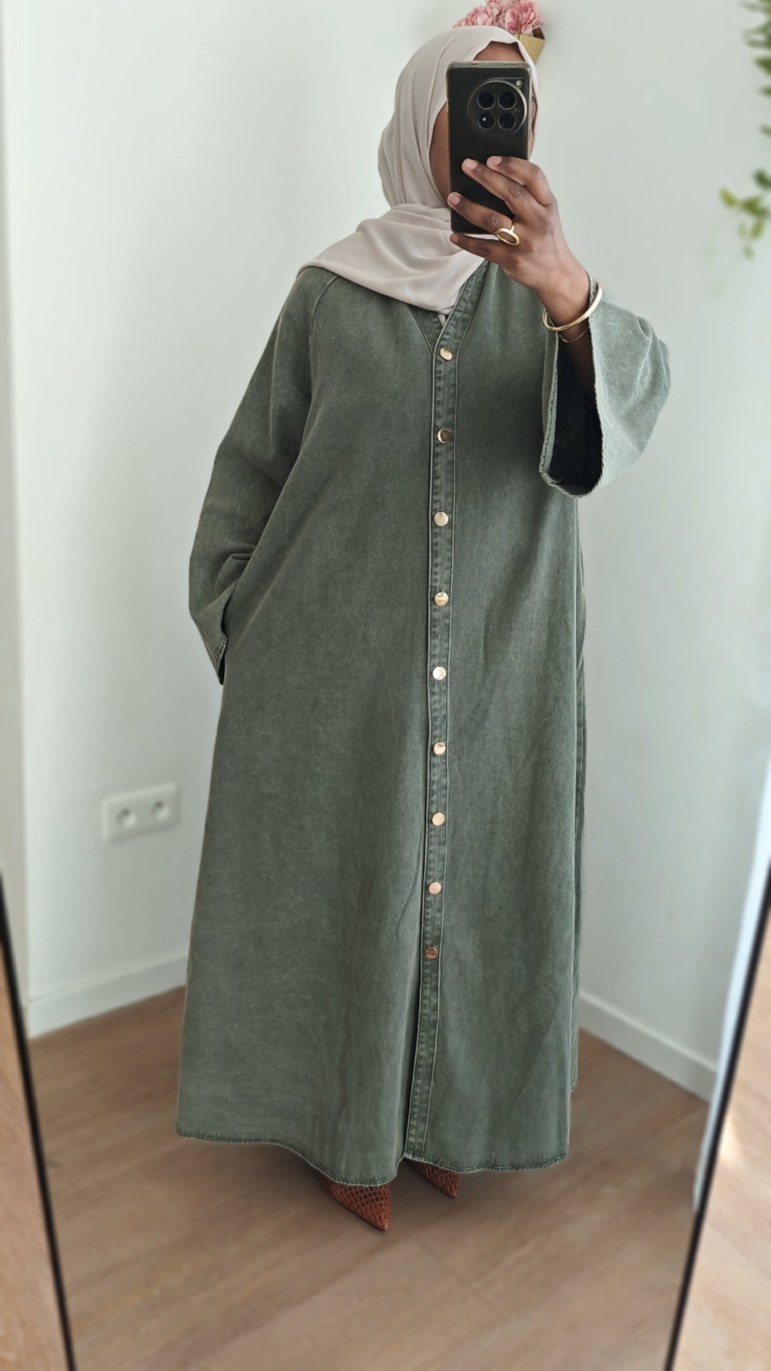Robe Denim hana kaki