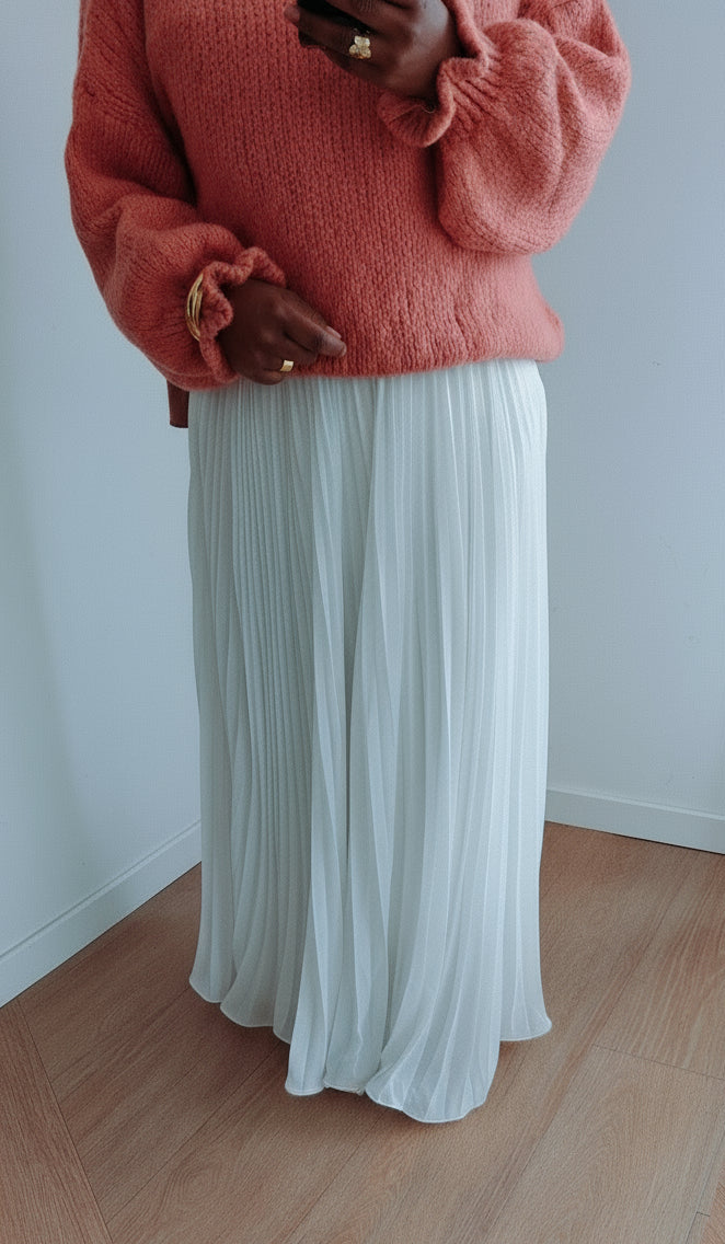 Jupe plissée vaporeuse blanche