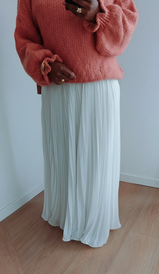 Jupe plissée vaporeuse blanche